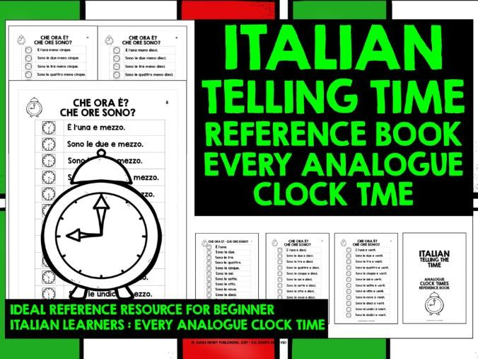 ITALIAN TELLING THE TIME REFERENCE BOOK Teaching Resources