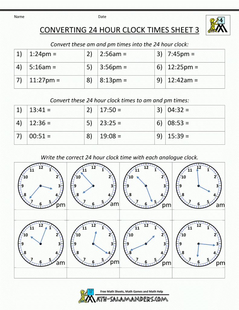 Kindergarten 24 Hour Clock Conversion Worksheets Ks3 Maths Worksheets 