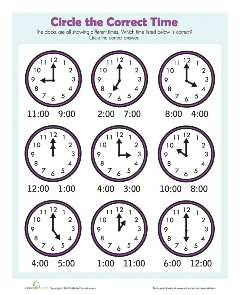 Kindergarten Clock Worksheet Printables Forms Worksheets Diagrams Pdf 