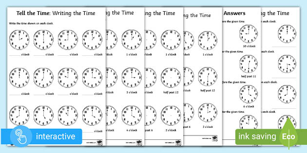 Learning School Flashcards For Telling The Time Homeschool Learning 