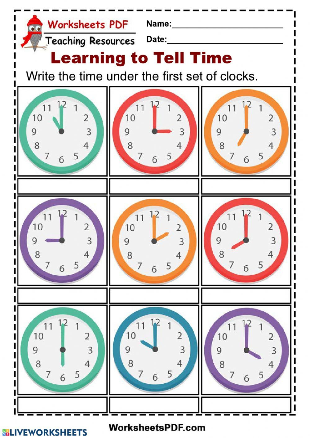 Learn Time Worksheets Printable