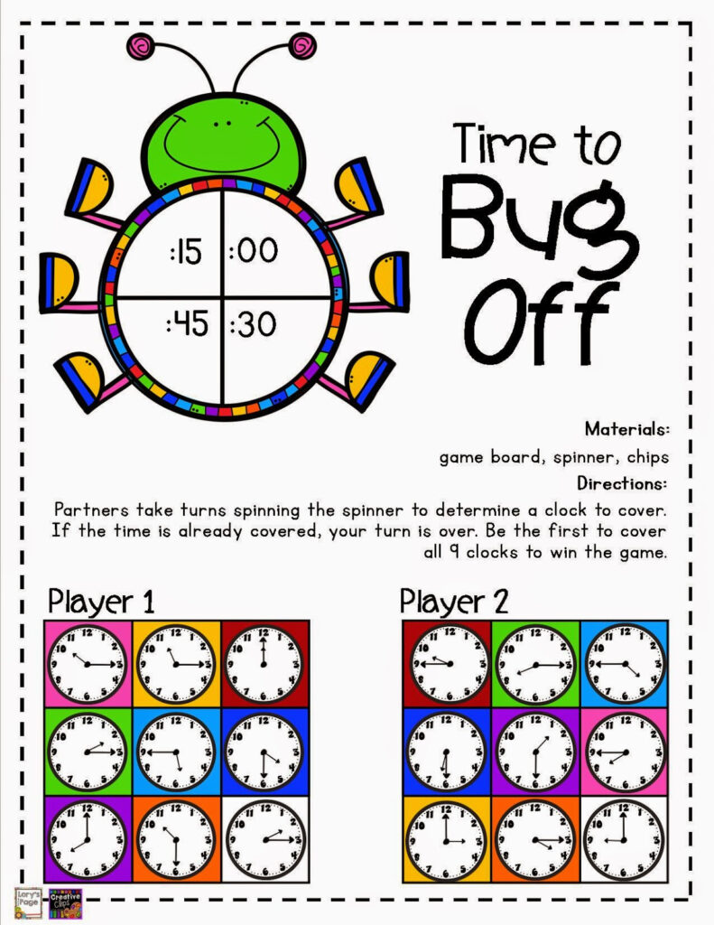 Lory s 2nd Grade Skills Telling Time Game Boards