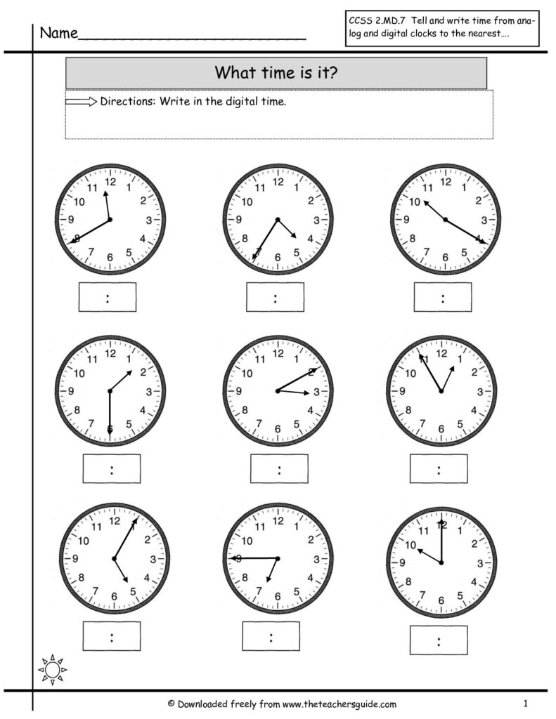 Math Worksheet Time To The Nearest Minute 1212652 Free Worksheets Samples