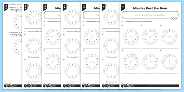 Minutes Past The Hour Differentiated Worksheet Worksheets