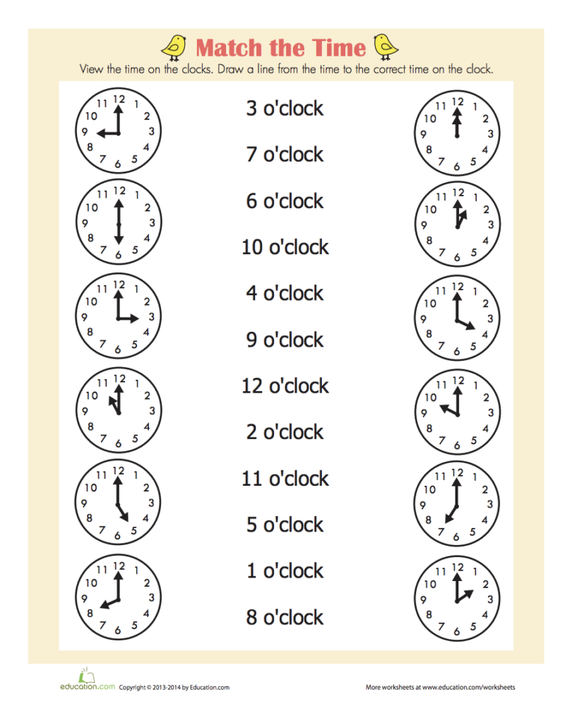 On The Hour Worksheet Education Time Worksheets First Grade 