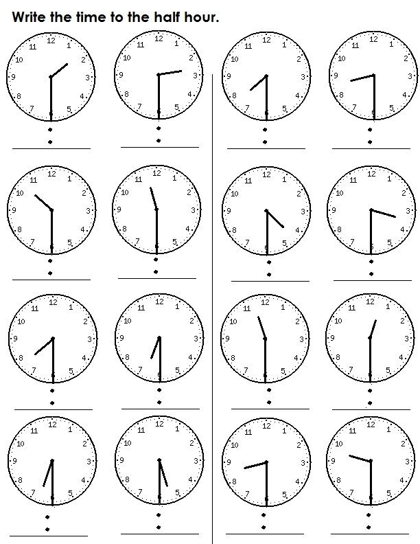 Clocks To The Hour And Half Hour