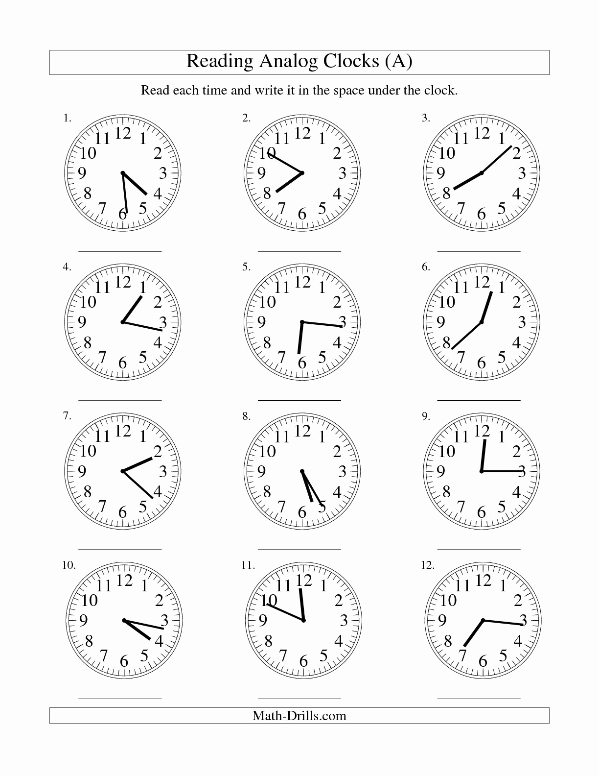 Preschool Clock Worksheet