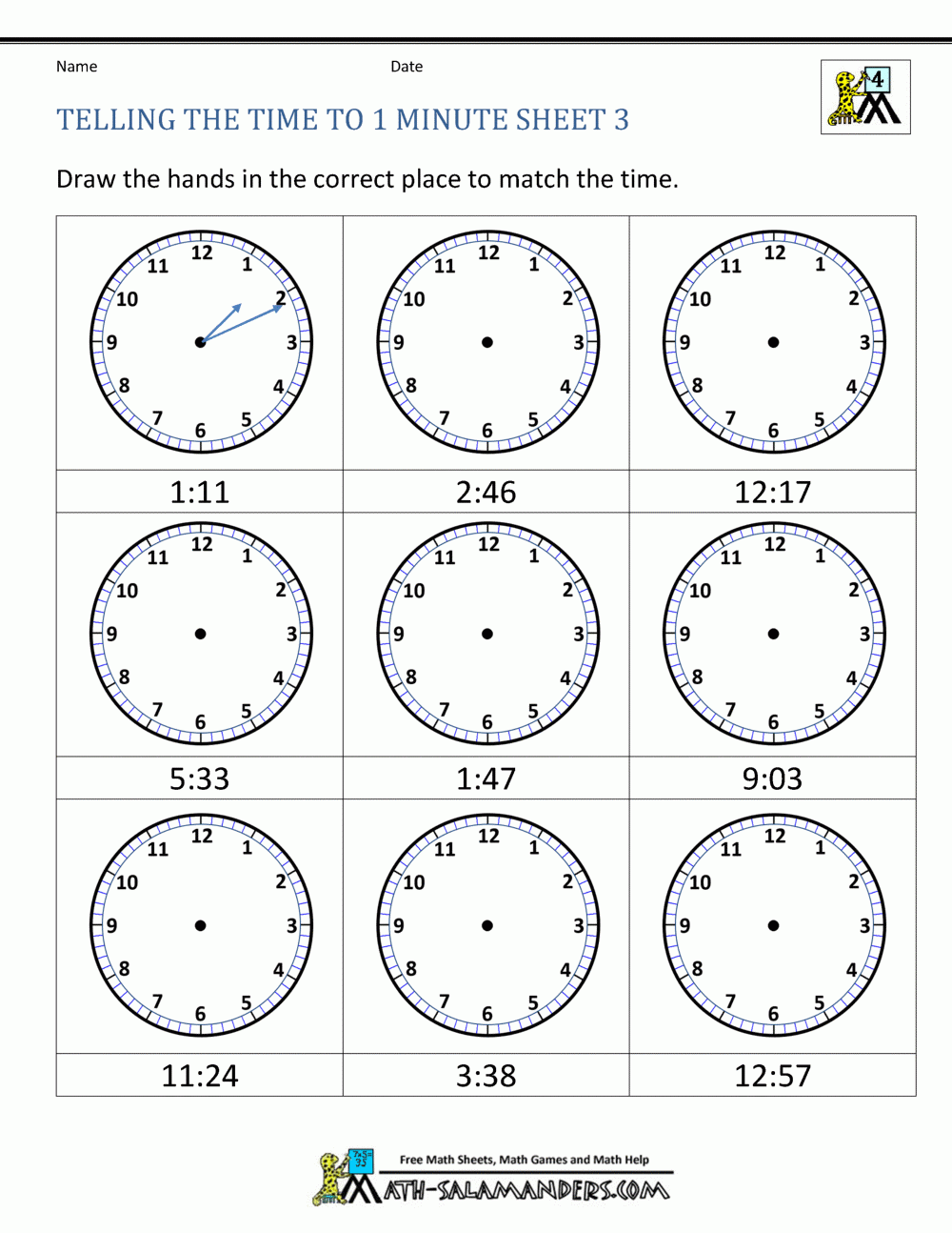 Clock Time Practice Sheets