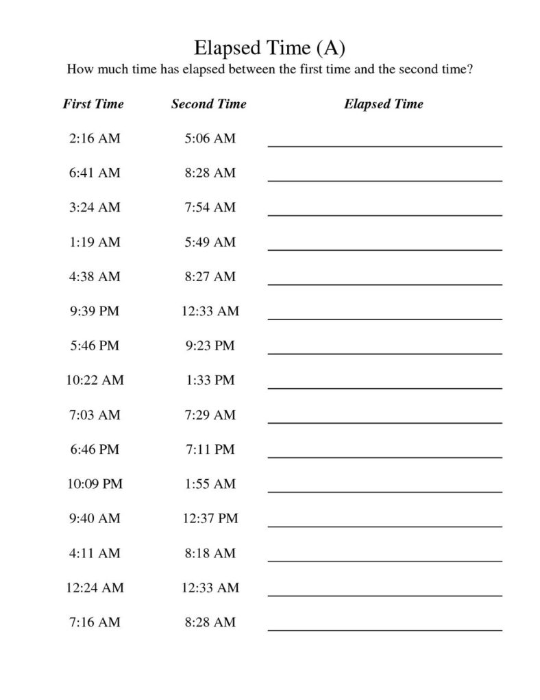 Printable Elapsed Time Worksheets Free Activity Shelter