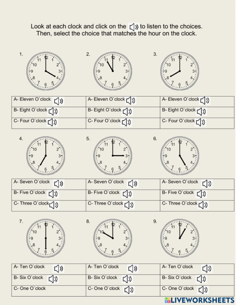 Reading The Clock Worksheet