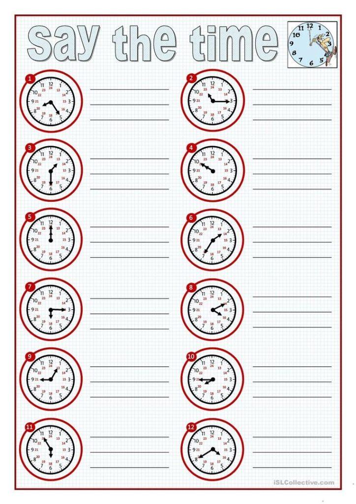 SAY THE TIME Ingles Basico Para Ni os Fichas Ingles Actividades De 