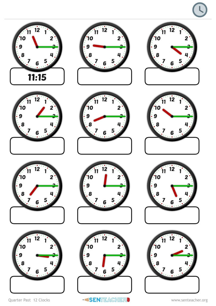 SEN Teacher Clocks Telling Time Printable Worksheet Clock 