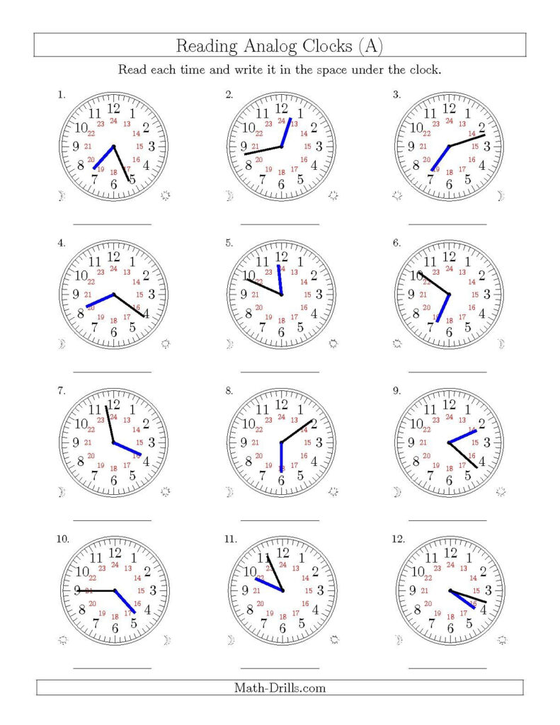 Teach Child How To Read Analog Clock Printable Worksheets