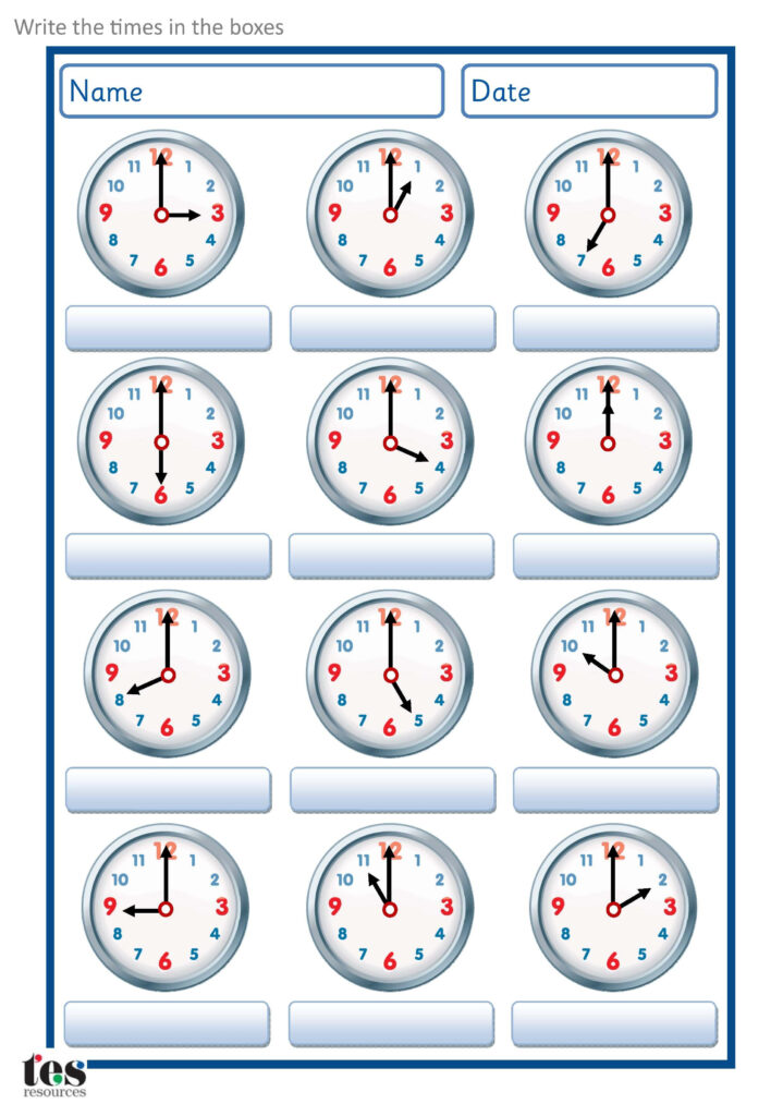 Teach Child How To Read Analog Clock Printable Worksheets