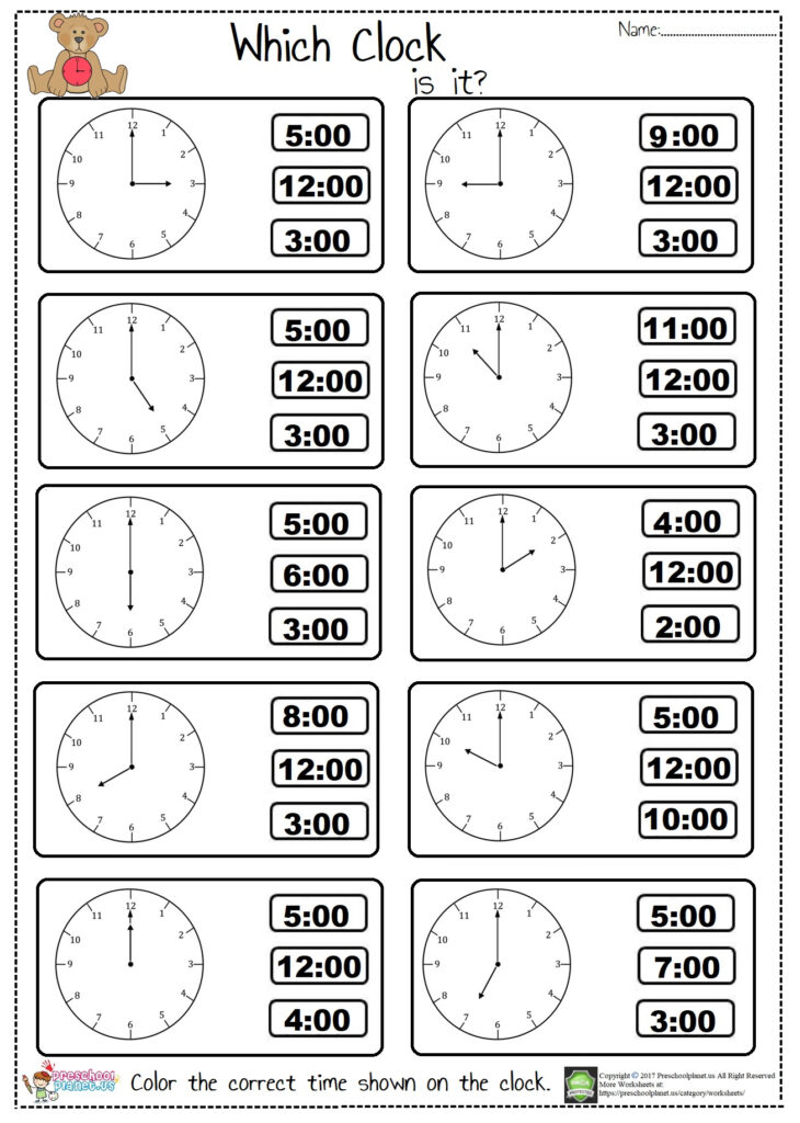 Tell The Time Worksheet Preschoolplanet