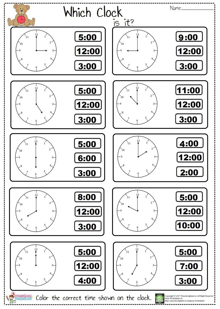 Tell The Time Worksheet Preschoolplanet