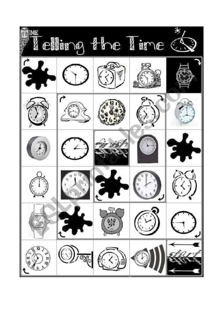 Telling The Time Board Game Analogue Clocks Only ESL Worksheet By 