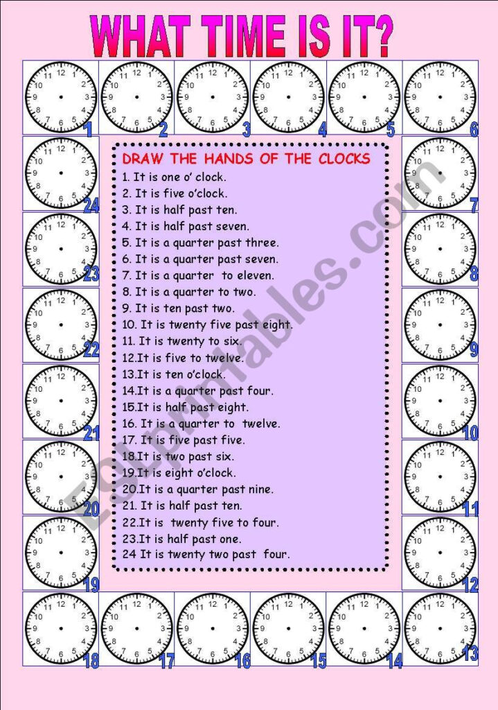 Telling The Time ESL Worksheet By Victoryturk1