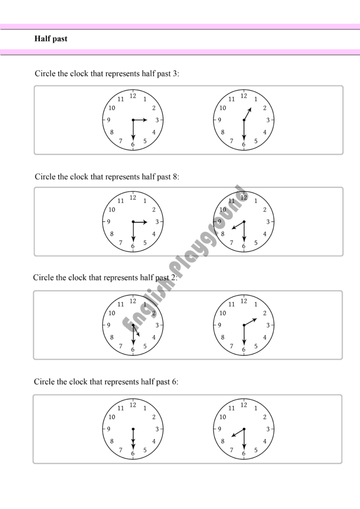 Telling The Time Half Past Introduction For Year 1 Students With 