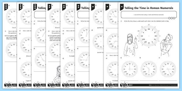 Telling The Time Roman Numerals Differentiated Worksheet