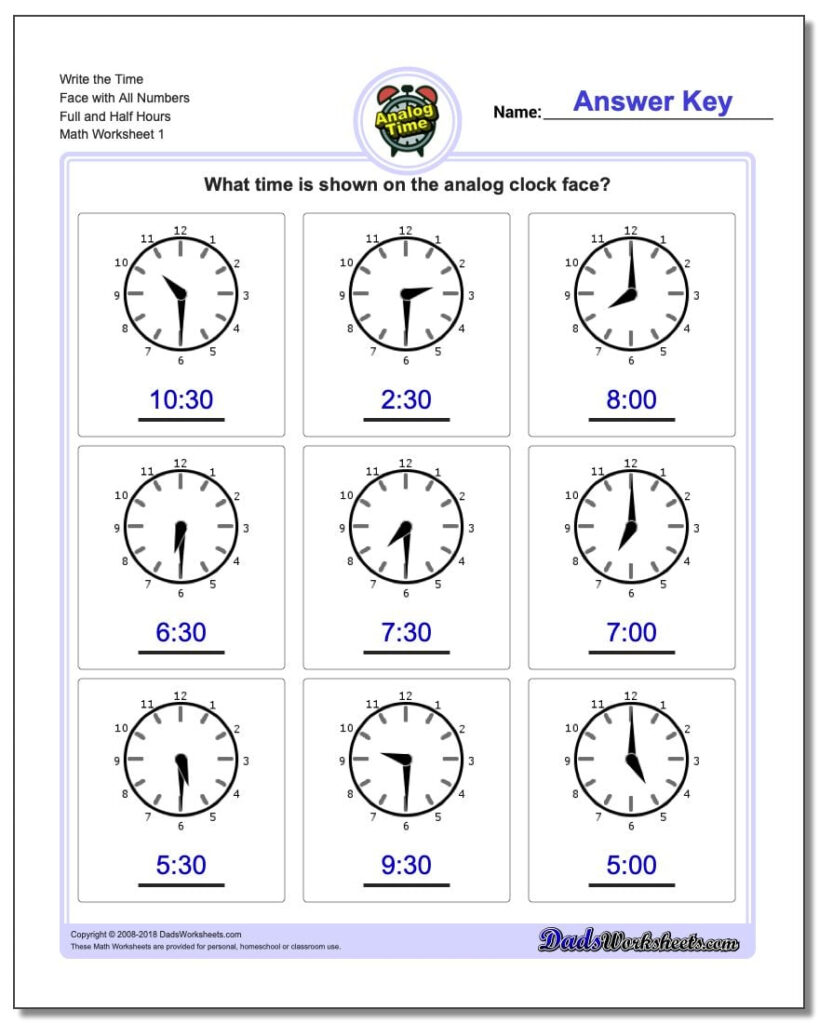 Telling The Time To Oclockhalf Past Teaching Resources Free Telling 