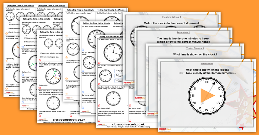 Telling The Time To The Minute Year 3 Time Resource Pack Classroom Secrets