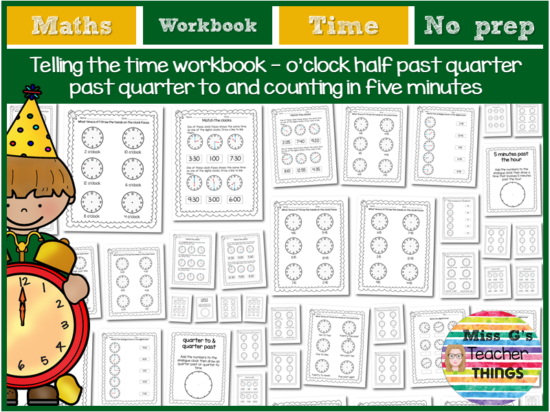 Telling The Time Workbook 2 Counting In Five Minutes KS1 KS2 Y1 Y2 Y3 