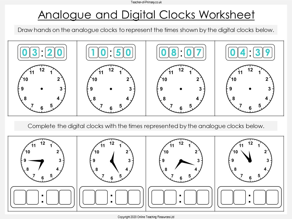 Telling The Time Worksheets Year 3 Pdf