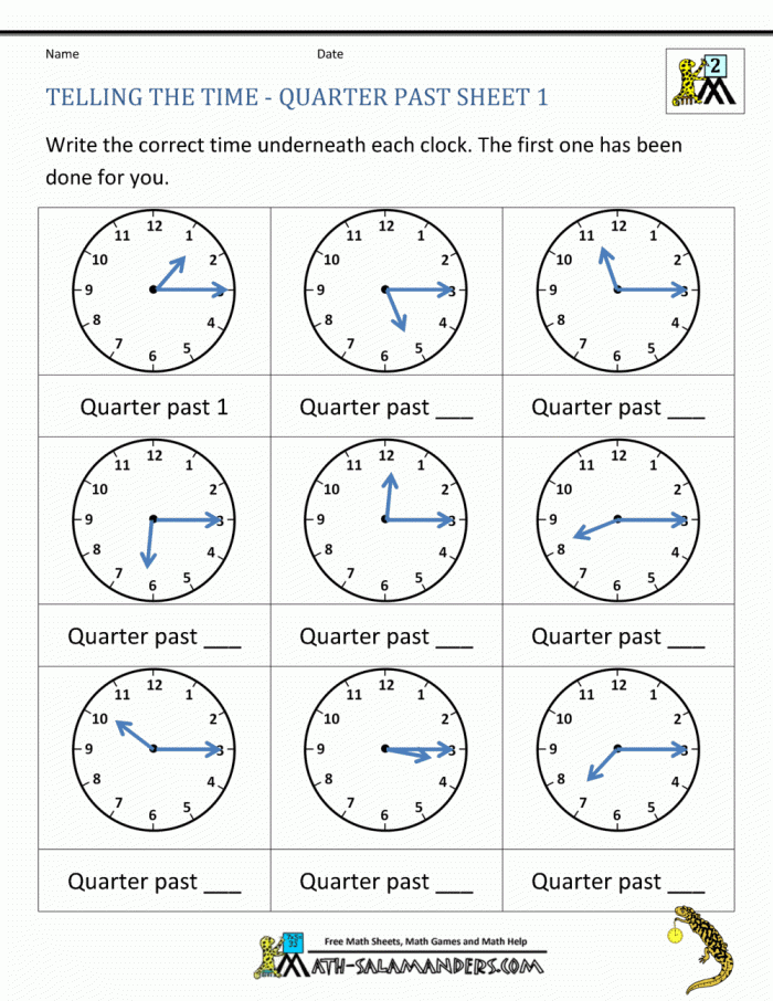 Telling Time 2 Worksheet Telling Time Worksheets Oclock And Half Past 