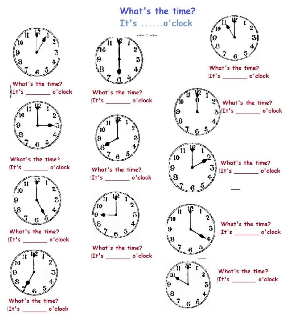 Telling Time Activity For Elementary