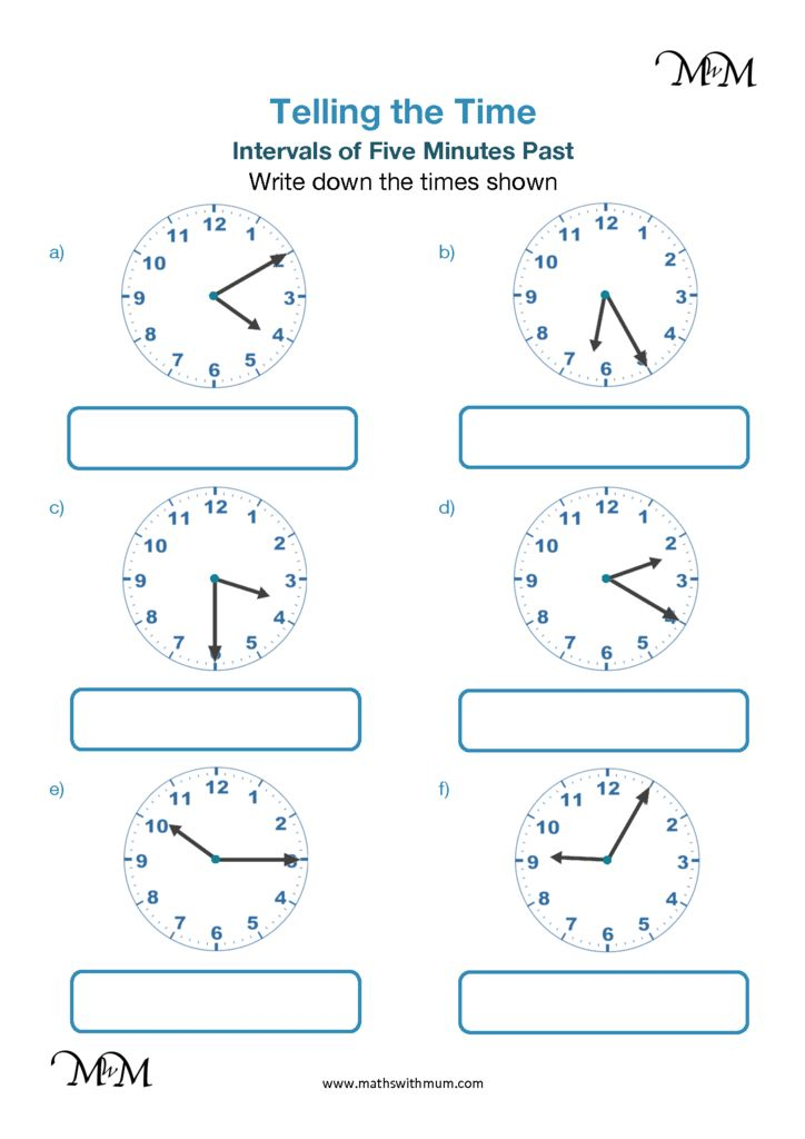 Telling Time Analogue Clock 5 Minute Intervals Past The Hour Maths With Mum