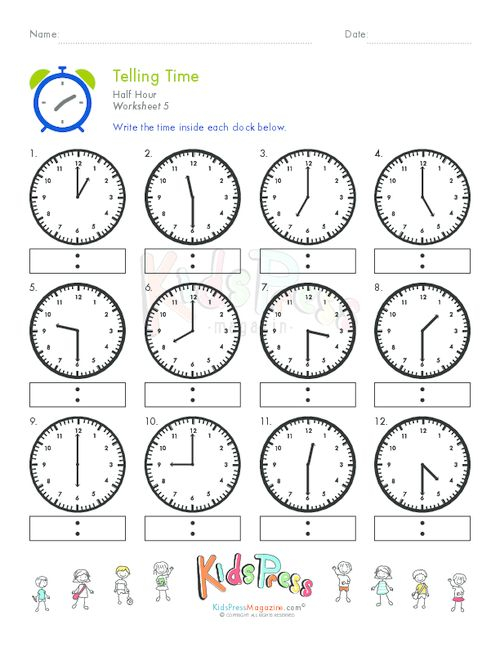 Telling Time Half Hour Worksheet 5 Telling Time Math Worksheets 