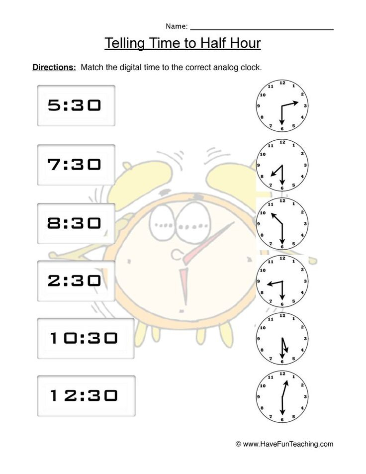 Telling Time Worksheets Matching