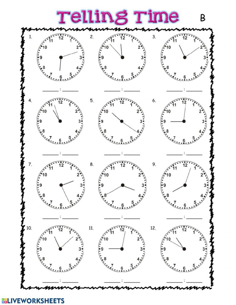 Telling Time Online Exercise For Grade 3