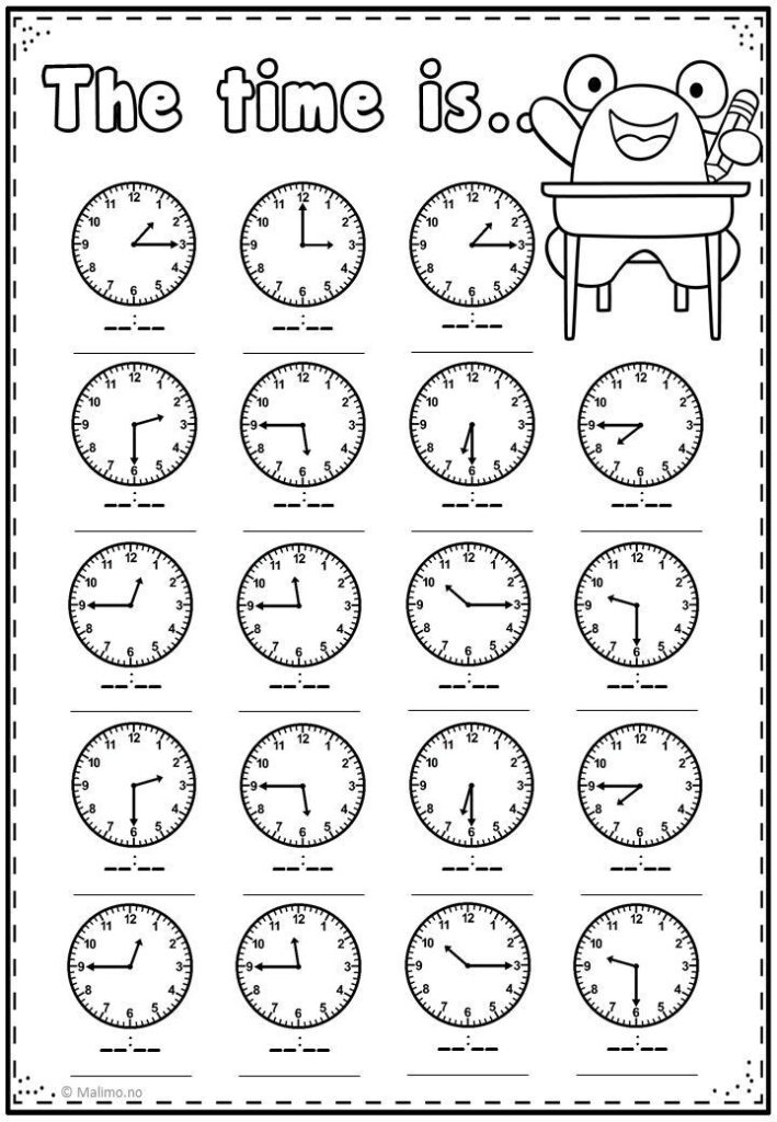 Telling Time Practice Page Malimo Mode Imparare Inglese Idee Per 