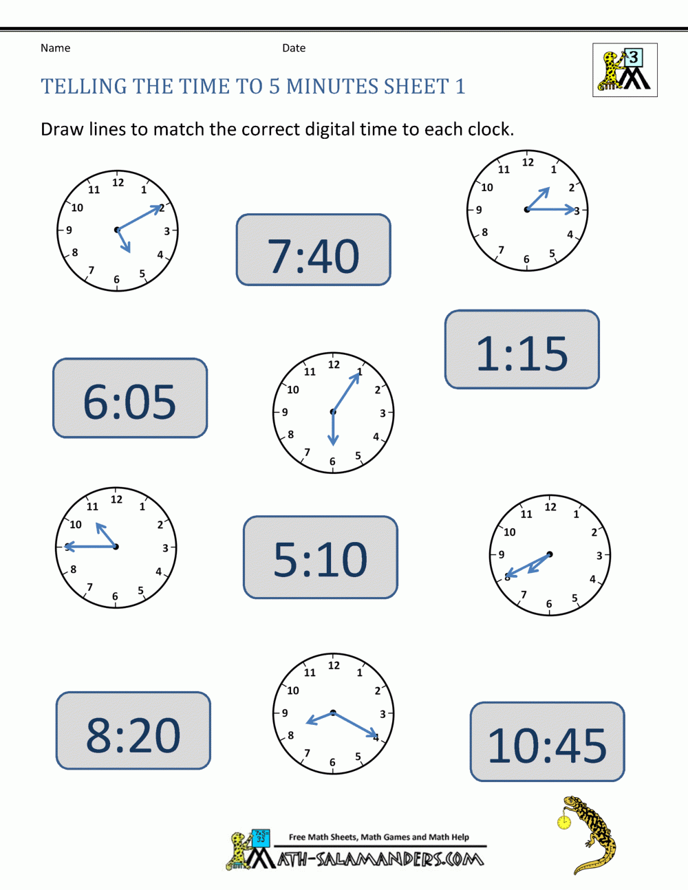 Worksheets For Telling Time 3rd Grade