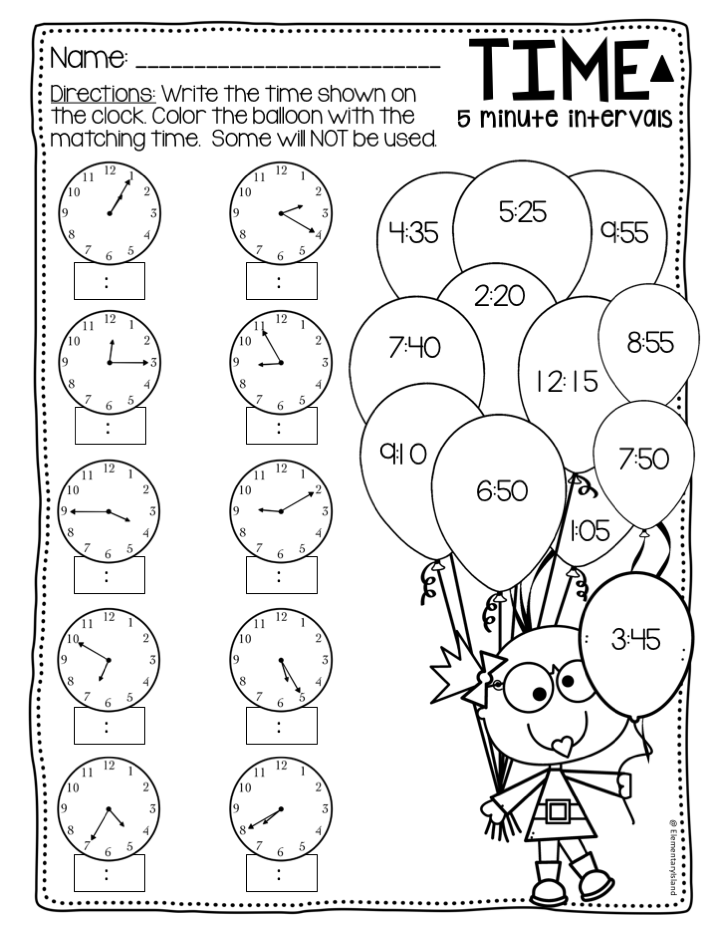 Telling Time To The 5 Minutes Differentiated Telling Time Time 