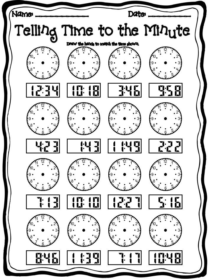 Telling Time To The Minute Posters pdf Homeschool Math Telling Time