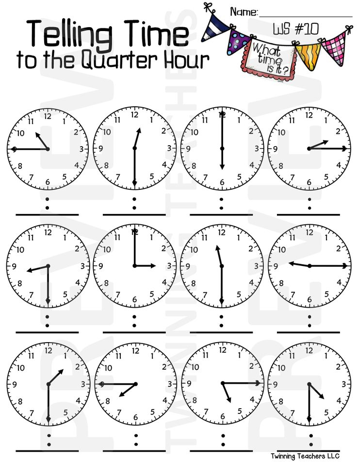 Telling Time To The Quarter Hour By Twinning Teachers Telling Time 