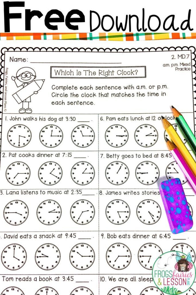 Telling Time Worksheets 2nd Grade Thekidsworksheet