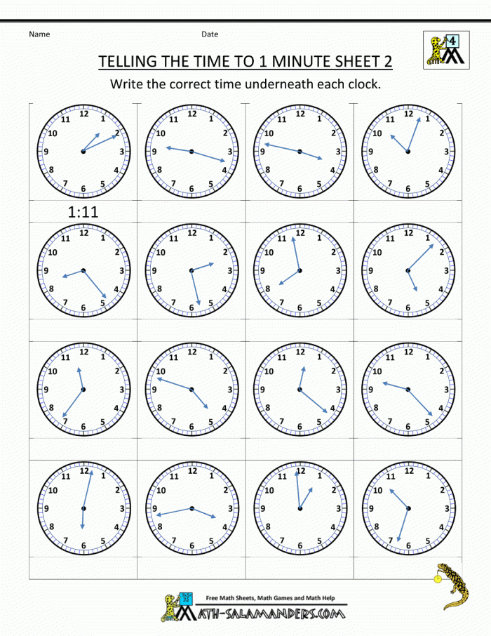 Telling Time Worksheets Free Online