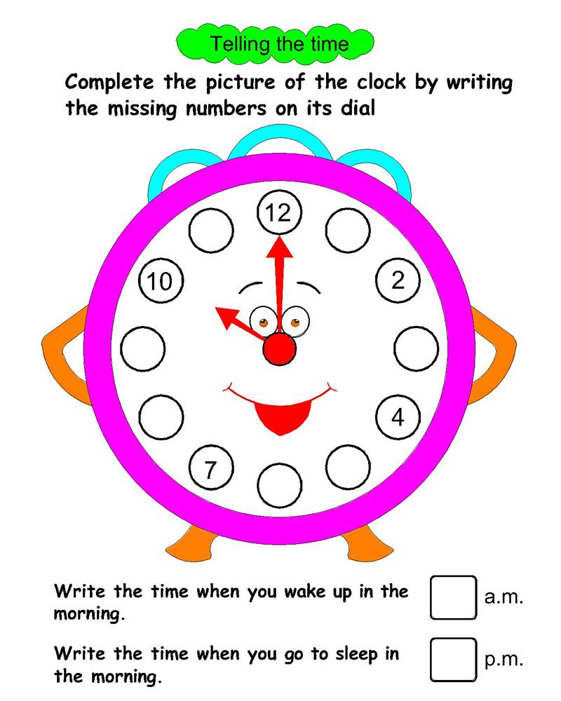 Telling Time Worksheets For UKG Students