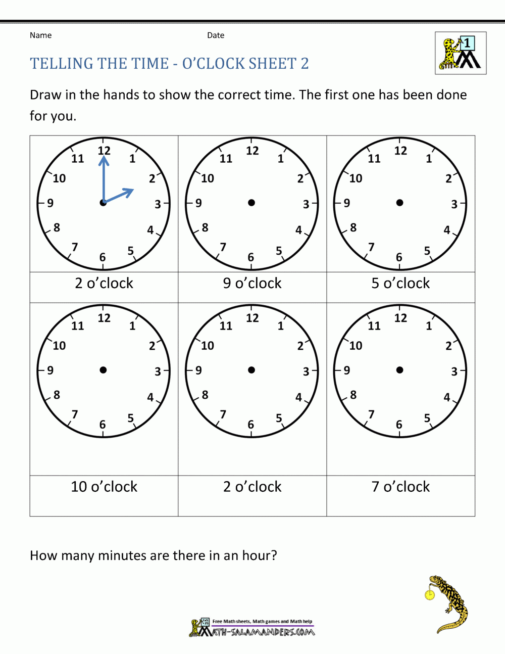 Elementary Telling Time Worksheets