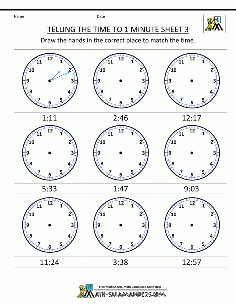 Telling Time Worksheets O clock And Half Past Kindergarten Clock 