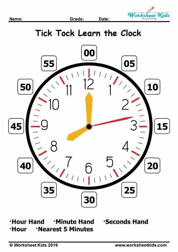 Clock Kindergarten Printable