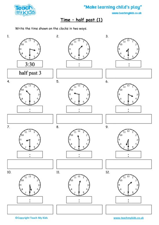 Time Half Past 1 TMK Education