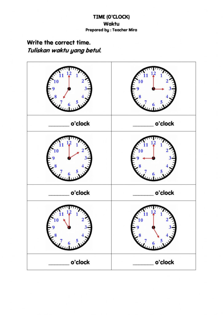 Time O clock Worksheet