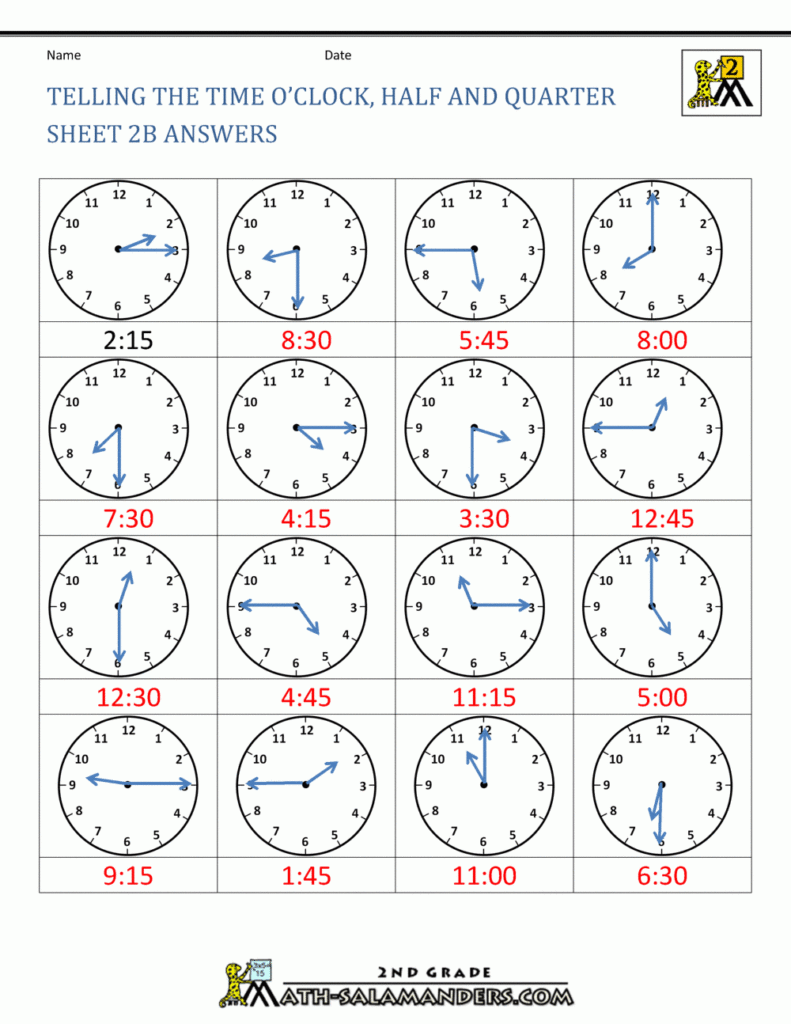 Time Worksheet O clock Quarter And Half Past