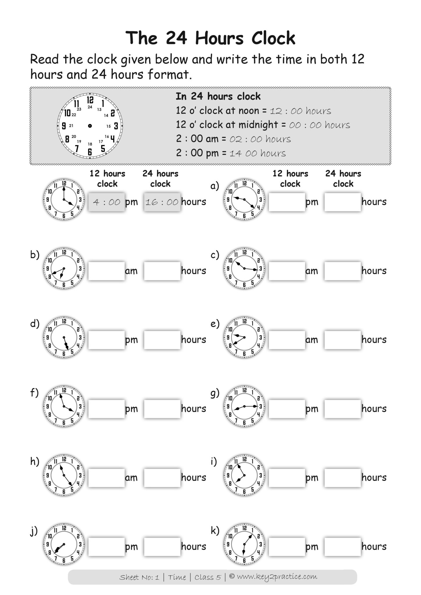 Time Worksheets Grade 5 I Maths Key2practice Workbooks