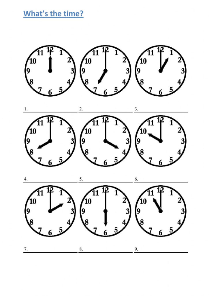 What s The Time O clock 1 Worksheet